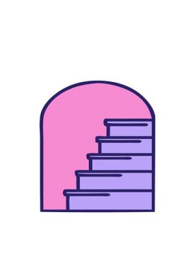 bobbing motion animation of iconic tattoo style image of a doorway to steps