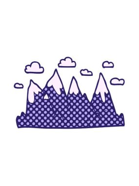 Karikatür karalama dağ aralığının titreşimli hareketi