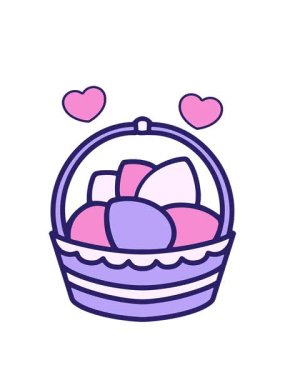 Renkli paskalya sepetinin dönen kalp animasyonu