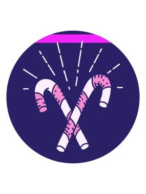 Dövme stili baston şeker ikonunun animasyonunu canlandırın.