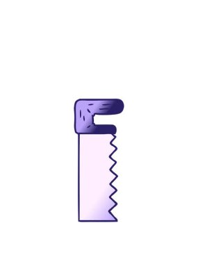 jumping motion animation of hand drawn gradient cartoon doodle of a metal saw