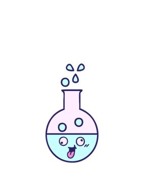 Deneme tüpünün sevimli çizgi filminin animasyonunu büyütüyorum.