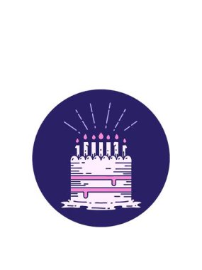 Dövme stili doğum günü pastasının hareket simgesinin sıçrama animasyonu