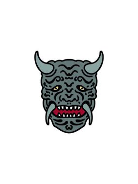 Geleneksel Japon tiyatro kabuki şeytan maskesinin satış animasyonu