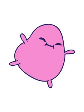 Dikkat çekici bir hareketle zıplayan sevimli bir fasulye karikatürü çizdim.