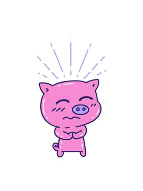 Geleneksel dövme stili gergin domuz karakterinin canlandırmasını canlandırın.