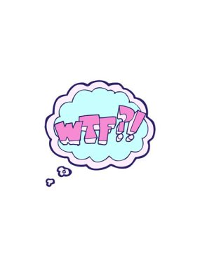 freehand çizilmiş düşünce baloncuğu WTF sembolünün radyoaktif parlayan animasyonu