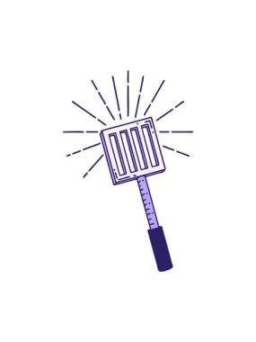 Geleneksel dövme stili mutfak spatulasının hareketli canlandırması