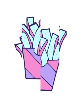 Karikatür çizgi filmlerindeki gibi patates kızartması yiyorlar.