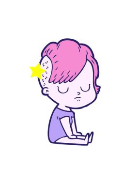 Parlayan yıldızlar çizgi film kadın neon çizim tasarımının animasyonunu etkiler.