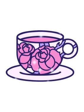 Bir kupa ve çiçek sanatının ışıltı etkisi