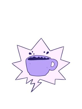 Kahve fincanı karikatürünü konuşma baloncuğuyla genişletiyorum.