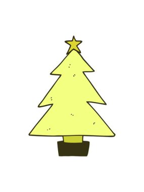 Çizgi film Noel ağacı illüstrasyonunun renk animasyonu