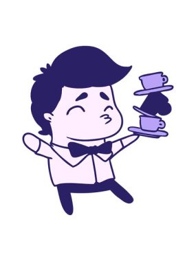 Bir kawaii tatlı garsonunun çizgi film çiziminin hareketli animasyonu