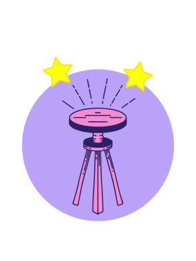 dönen yıldızlar dövme stili ahşap bir dışkı ikonunun animasyonu