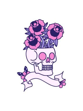 Bir kafatası ve gülün bayrağını salla ve durdur