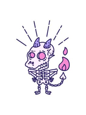 Geleneksel dövme stili iskelet iblis karakterinin hareketli animasyonu