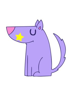 Parıldayan yıldızlar basit bir çizgi film köpeğinin animasyonunu etkiler.