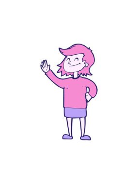 Bir kadının neon rengi palet karikatürünün titreşimli animasyonu