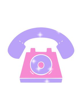 Eski bir telefon simgesinin düz sembolünün parlatıcı etkisi