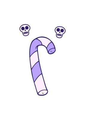 Çizgi film çizgi filmlerinin kafatası animasyonları çizgili şeker kamışları.