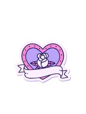 Yanıp sönen radyal çizgiler. Dövme stili. Kalp gülü ve bayrak şeklinde.