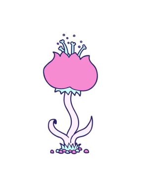 Çizgi film egzotik çiçeğinin canlandırma efekti