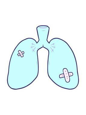 Çizgi filmin parlak ışık efekti tamir edilmiş akciğerlerin animasyonu