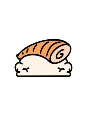 Japon nigiri suşisinin pirinç üzerindeki animasyonu.