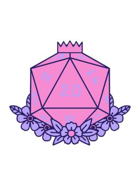 20 D20 zarının çiçek elementleriyle sallanan hareketli animasyonu