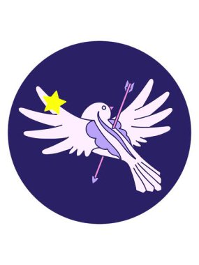 Parlayan yıldızlar, okla delinmiş bir güvercinin ikonik dövme görüntüsünün animasyonunu etkiler.