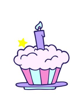 Parıldayan yıldızlar çizgi film karalamalı doğum günü pastasının animasyonunu etkiler.