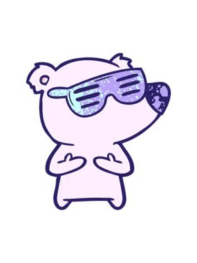 Güneş gözlüğü takan çizgi film ayısının canlandırma efektini göster