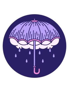 Bir şemsiye ve fırtına bulutunun görüntüsünün canlandırmasını renklendir