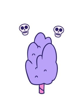 dönen kafatasları karalama tek yeşil ağaç animasyonu