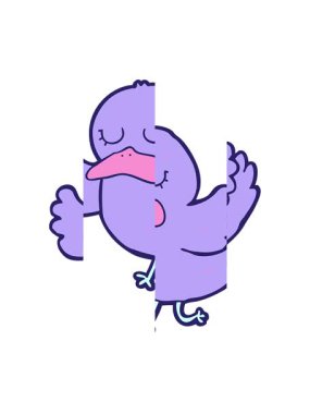 Çizgi film ördek çizimlerinin bölünmüş hareketi