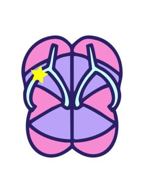 Parıldayan yıldızlar Brezilya tarzı çizim yapan plaj sandaletlerinin animasyonunu etkiler.