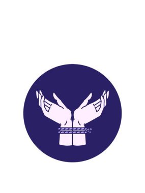 Bir çift bağlanmış elin ikonik dövme şeklindeki görüntüsünün yükselişi ve yüzüşü