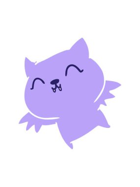 Şirin kawaii yarasasının el yazması çizgi filminin efekt animasyonunu göster