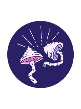 spinning motion animation of image of a tattoo style mushrooms