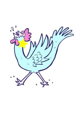 Parlayan yıldızlar çizgi film horoz görüntüsünün animasyonunu etkiler.