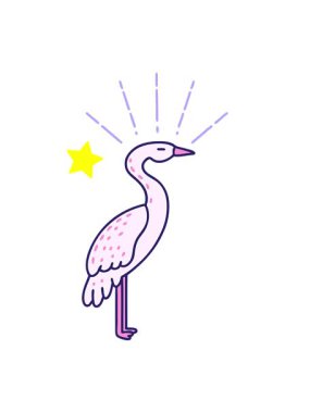 Parlayan yıldızlar, geleneksel dövme stili ayakta duran leyleğin canlandırmasını etkiler.