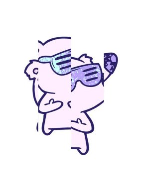 Güneş gözlüğü takan çizgi film ayısının hareketli animasyonu