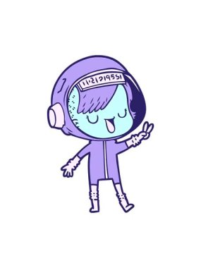 Uzay astronot kadın tasarımının dikkat çekici animasyonu