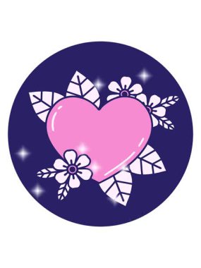 Botanik bir kalbin dövme stili görüntüsü simli efekt