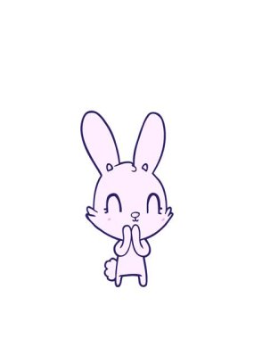 Bir tavşanın çizgi film görüntüsünü canlandırıyorum.