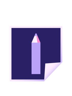 mor renkli kalem grafik vektör illüstrasyon kare etiketinin animasyonunu genişletiyorum