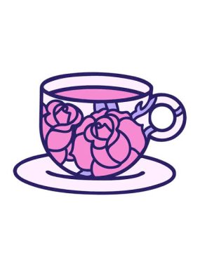 Bir fincan ve çiçek sanatının titreşimli animasyonu