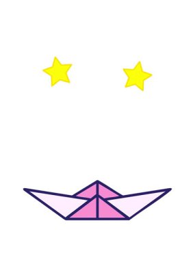 Japon katlanmış kağıt origami şekillerinin dönen yıldızları.