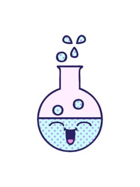 Bir test tüpünün karikatürünün titreyen hareketi.